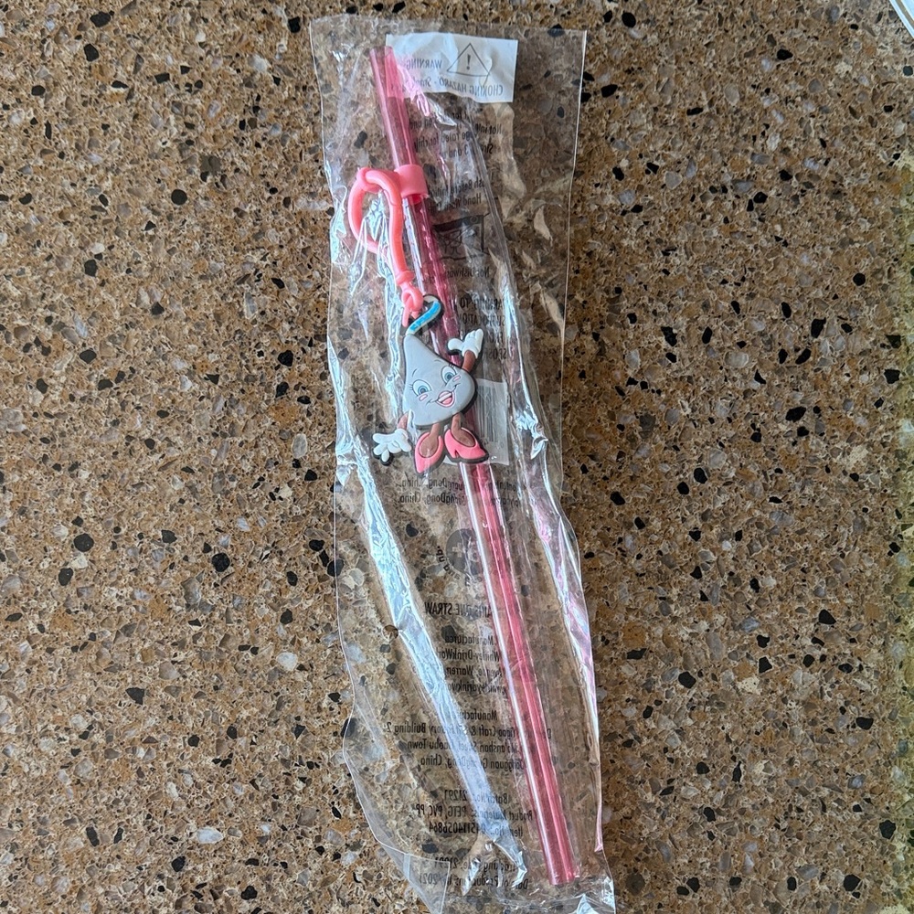 Pink Hershey Kiss Straw with Hershey Kiss Charm